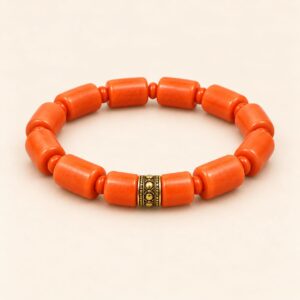 Single Benin Coral-Style Hand Bead
