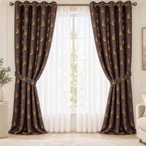 Dark Brown & Gold Marble Luxury Curtain Set