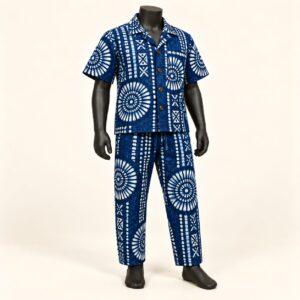 Men's Nigerian Adire Two-Piece Outfit